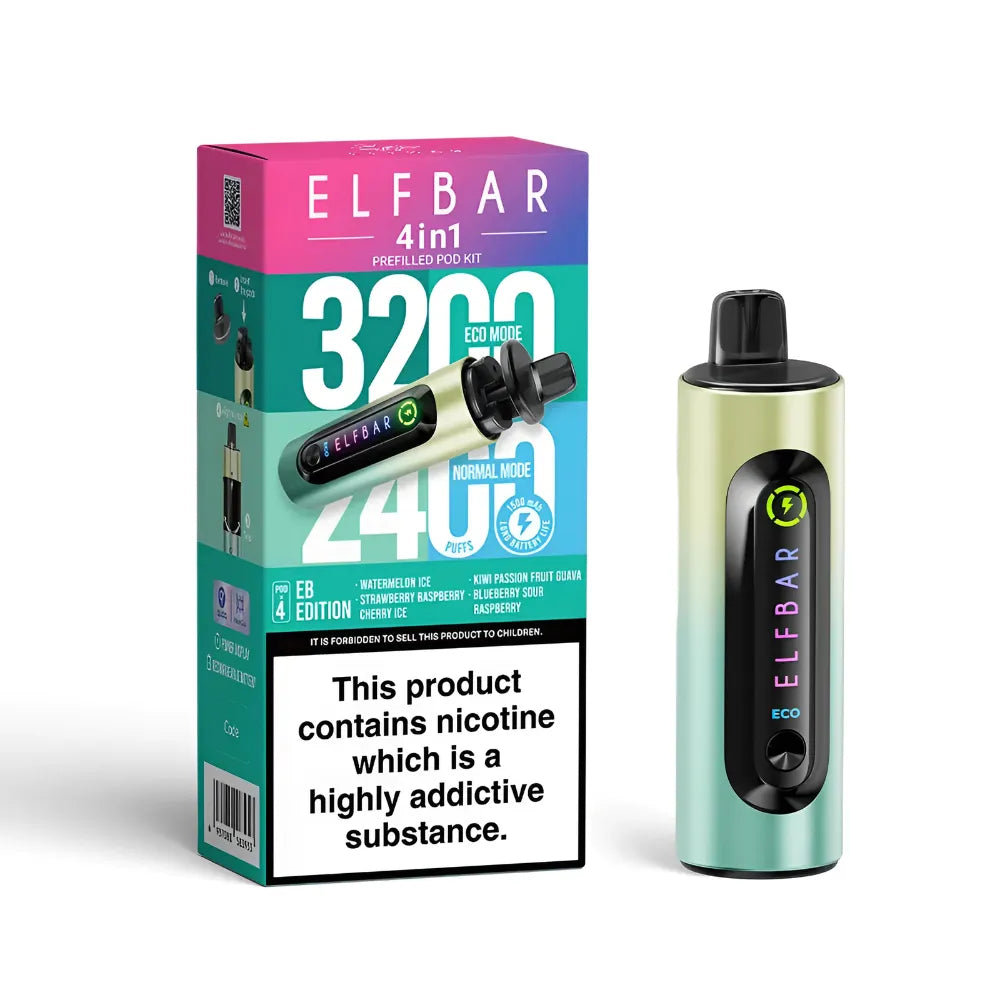 Elf Bar vape device and packaging on a white background