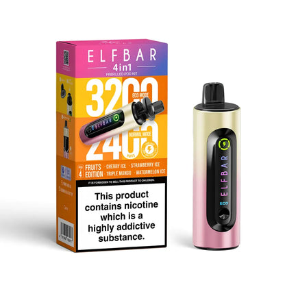 Elf Bar vape device and packaging on a white background