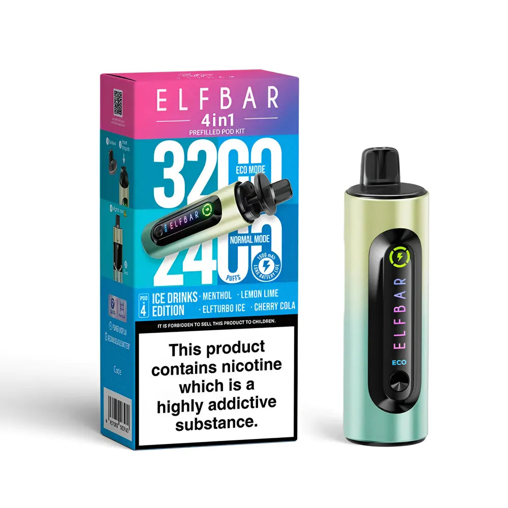 Elf Bar vape device and packaging on a white background