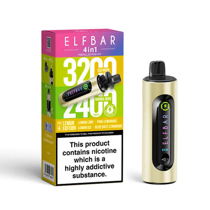 Elf Bar vape device and packaging on a white background