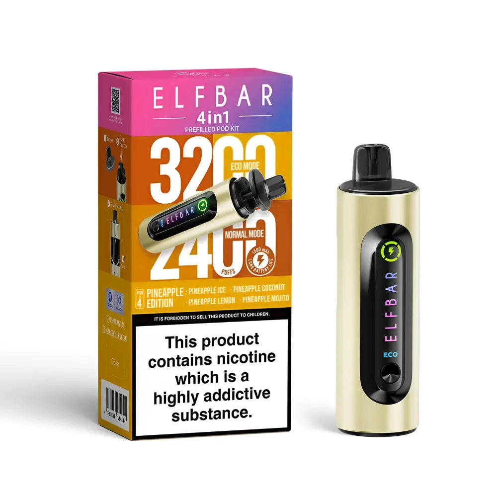 Elf Bar vape device and packaging on a white background