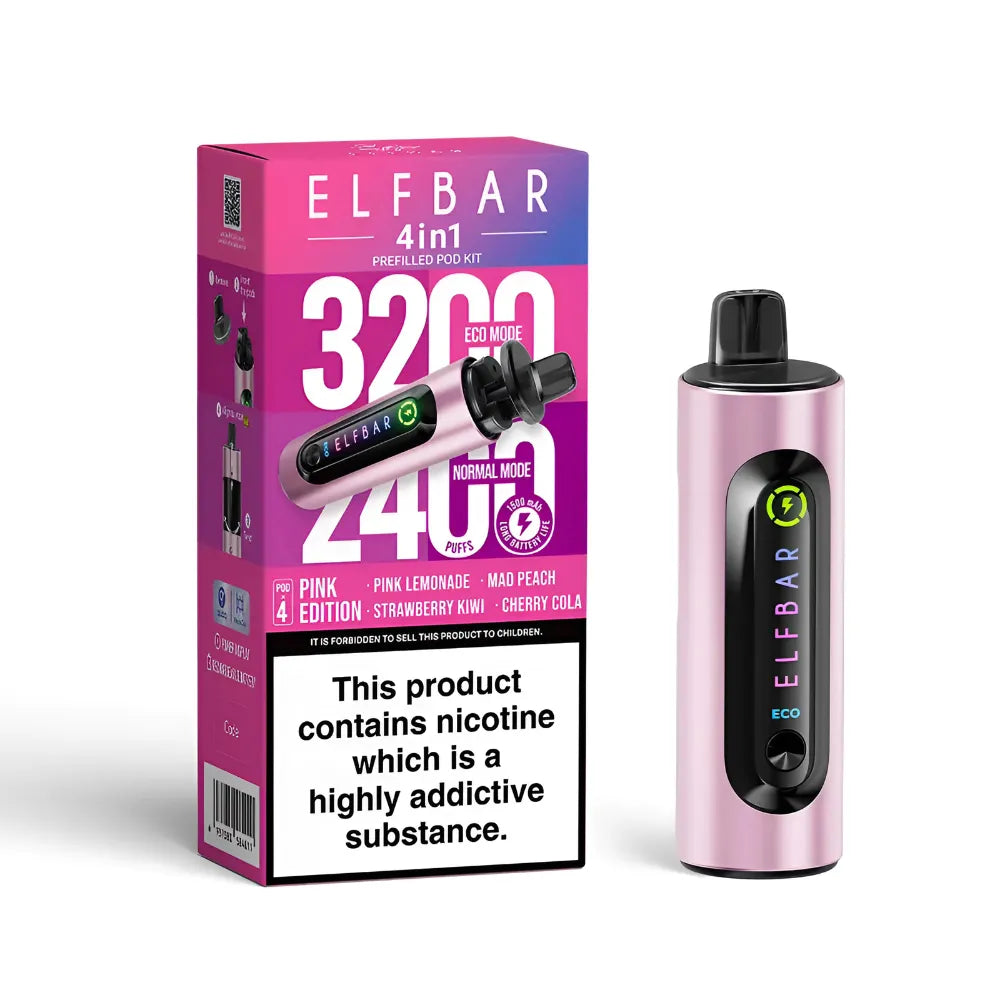 Elf Bar vape device and packaging on a white background
