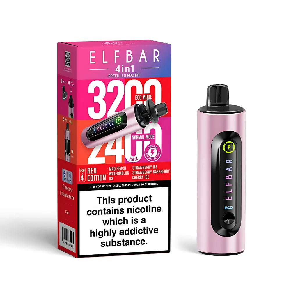 Elf Bar vape device and packaging on a white background