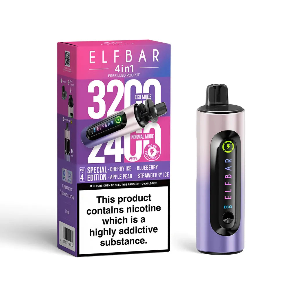 Elf Bar vape device and packaging on a white background