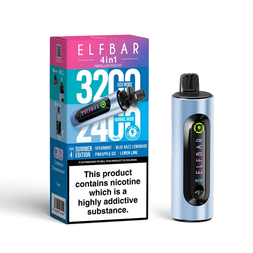 Elf Bar vape device and packaging on a white background