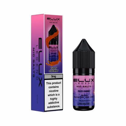 Ellux Legend Nic Salts Fizzy Cherry vape juice bottle and packaging on a white background