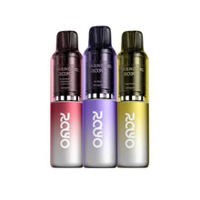 Three Firerose RAYO vape devices in different colours on a white background