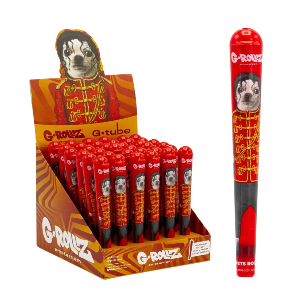 G-Rollz "G-Tube" cone holders - Pets Rock MJ design - with packaging on a white background