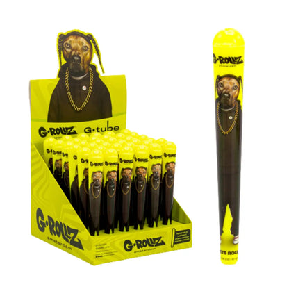 G-Rollz "G-Tube" cone holders - Pets Rock Dogg design - with packaging on a white background