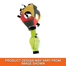 Colourful gas mask with waterpipe on a white background