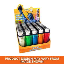 GIL safety disposable flint lighters in multiple colours in pack of 50 on a white background