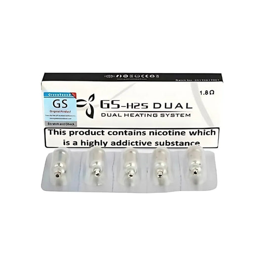 GS-H2S Dual coils packaging with nicotine warning label on a white background