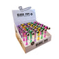 Display box of 24 colourful dry-glass pipes with a white background