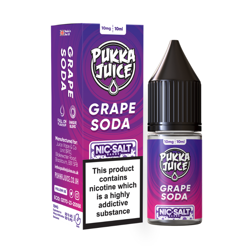 Wholesale - Pukka Nic Salts Grape Soda - 10ml
