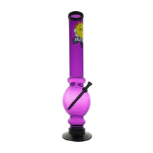 Purple acrylic bong with a black accent on a white background