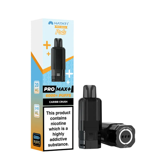 Hayati Pro Max+ pod and packaging on a white background