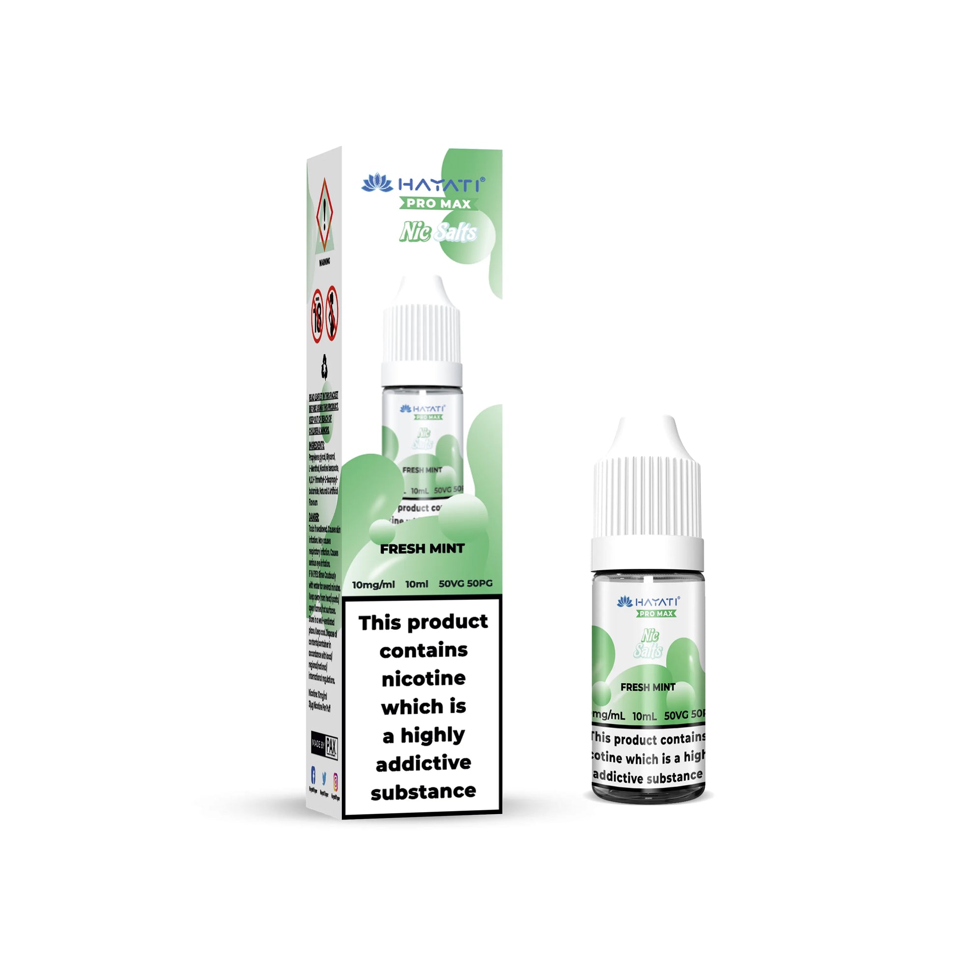 hayati Fresh Mint vape juice packaging on a white background