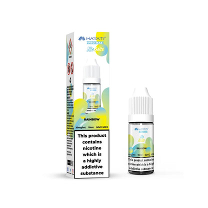 Vape juice packaging with rainbow flavor on a white background