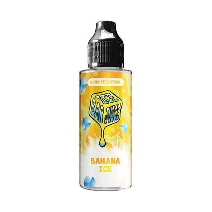 ice bar juice Bottle of Banana Ice e-liquid with a colorful label on a white background