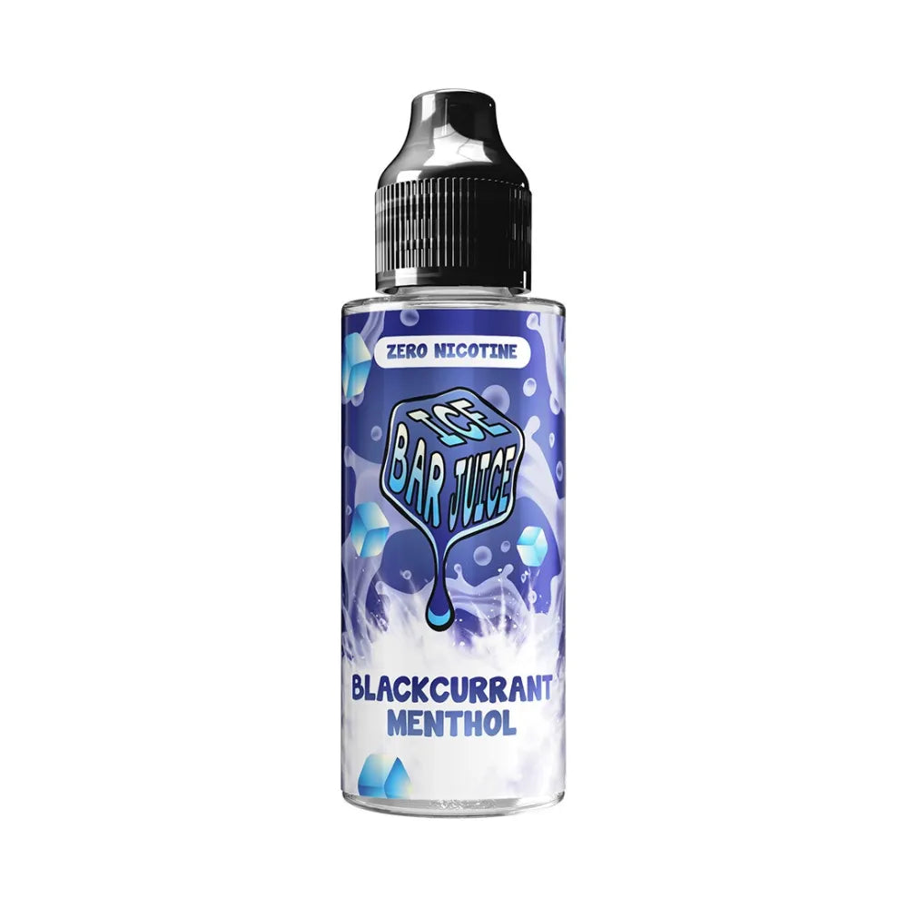 Bottle of ice bar juice  Blackcurrant Menthol e-liquid on a white background