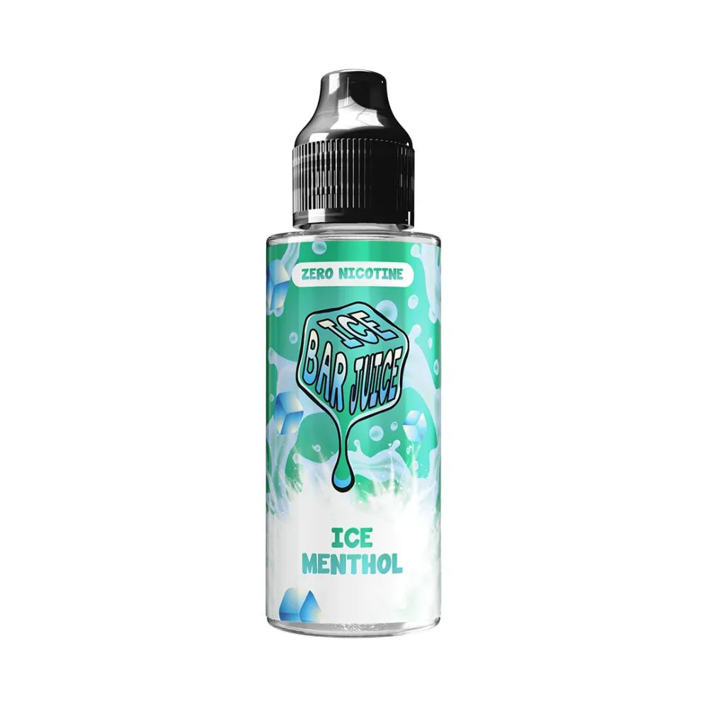 Bottle of Ice Bar Juice Ice Menthol e-liquid on a white background