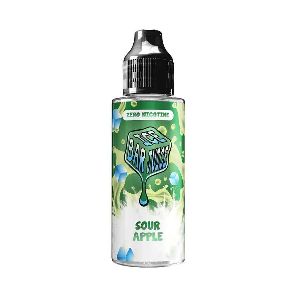 ice bar juice Bottle of Bar Juice Sour Apple flavor on a white background