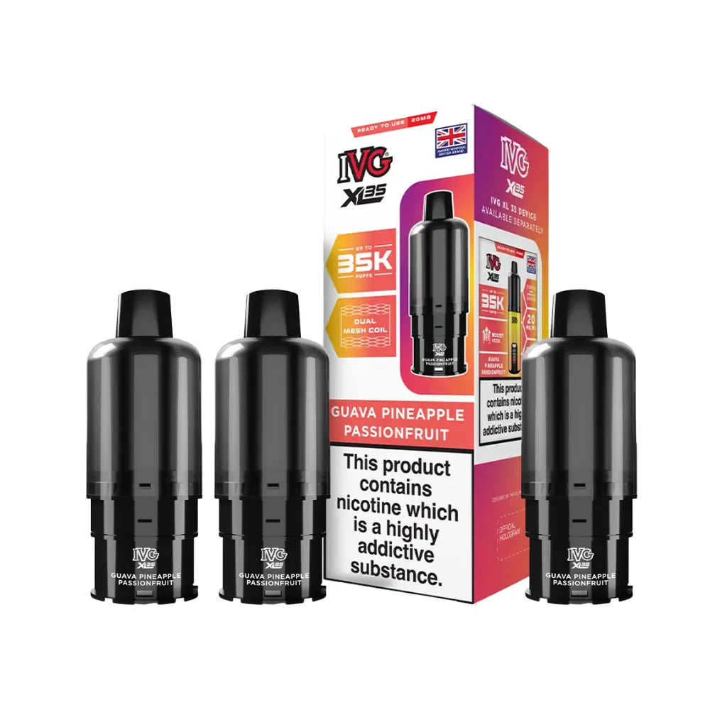 IVG vaping pods and packaging on a white background