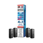 IVG 2400 Reload 4in1 Blue Edition colourful packaging with 4 black pods on a white background