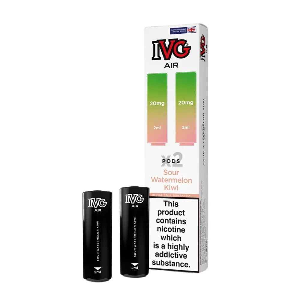IVG vape pods packaging sour watermelon kiwi on a white background