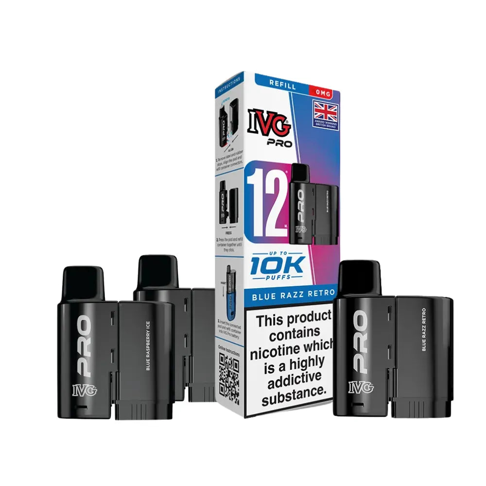 IVG Pro pods packaging with multiple pods and a box on a white background