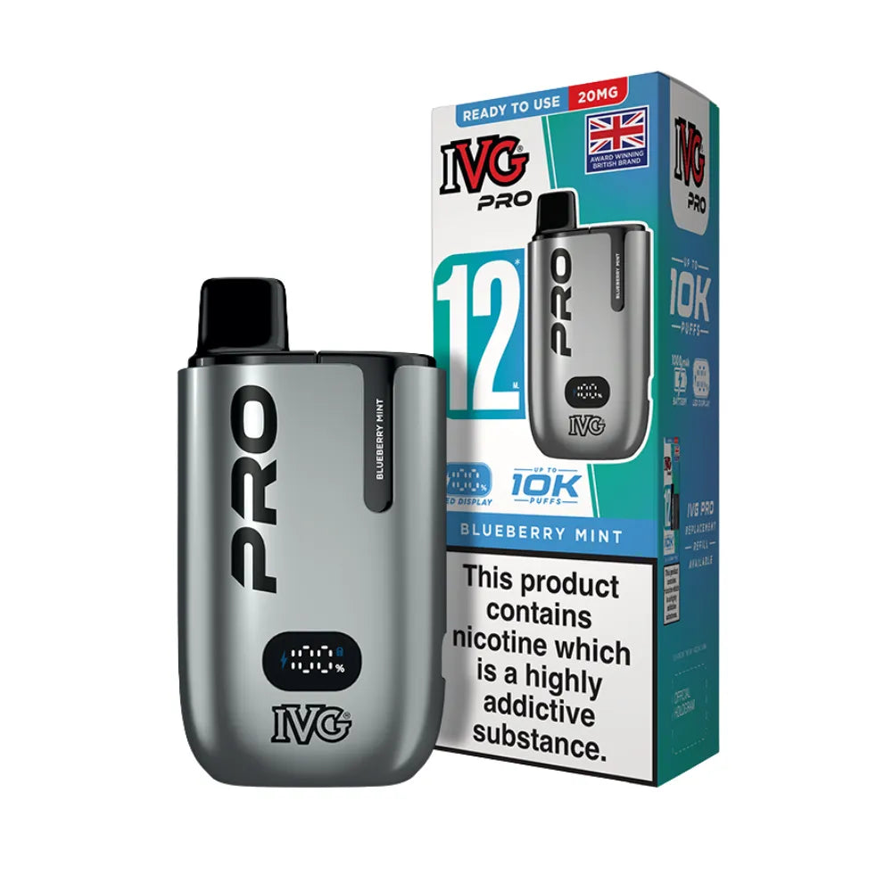 IVG Pro vaping device and packaging on a white background