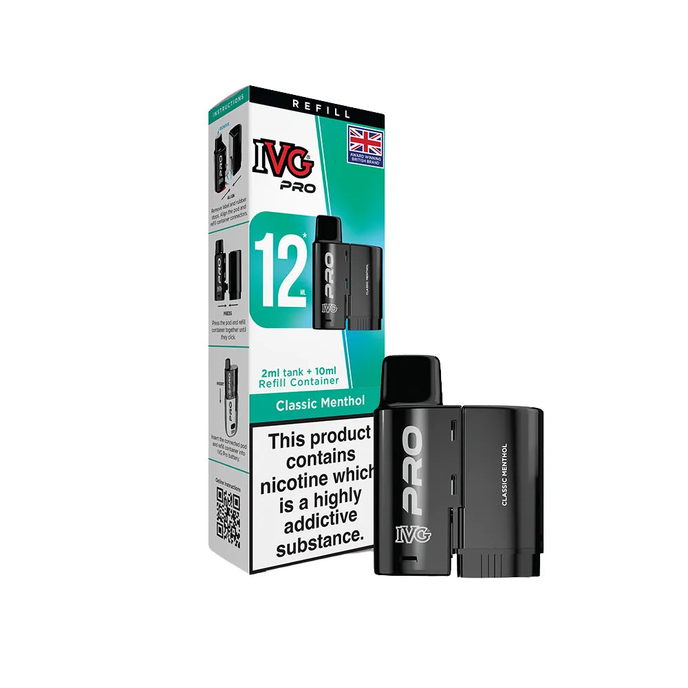 IVG Pro pod Classic Menthol with packaging on a white background