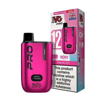IVG Pro "Hub Blast" vaping device and packaging on a white background