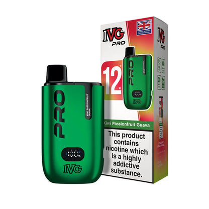 Green IVG Pro vape device with packaging on a white background