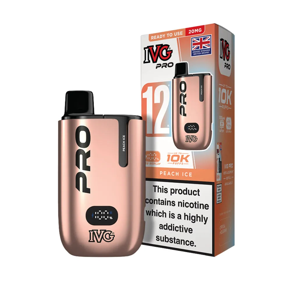 IVG Pro vaping device and packaging on a white background