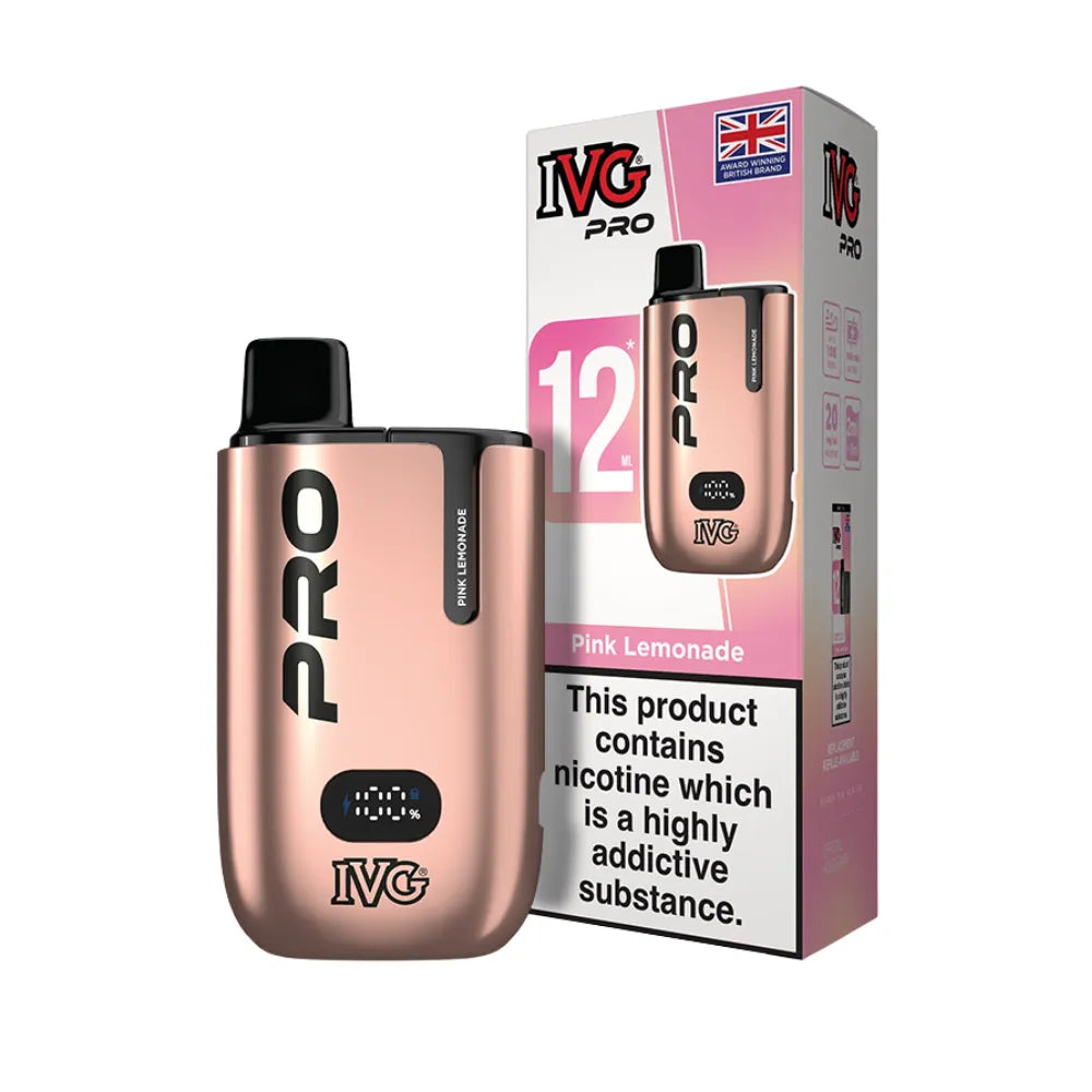 IVG Pro vaping device and packaging on a white background