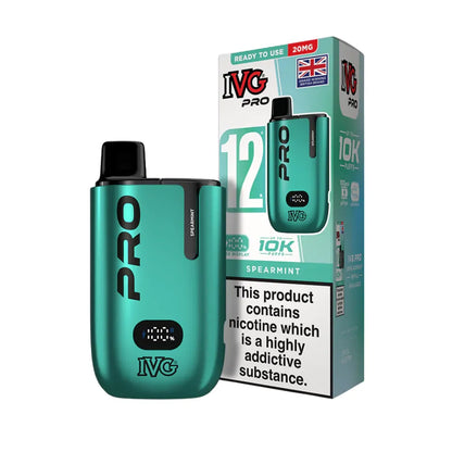 IVG Pro "Spearmint" vaping device and packaging on a white background