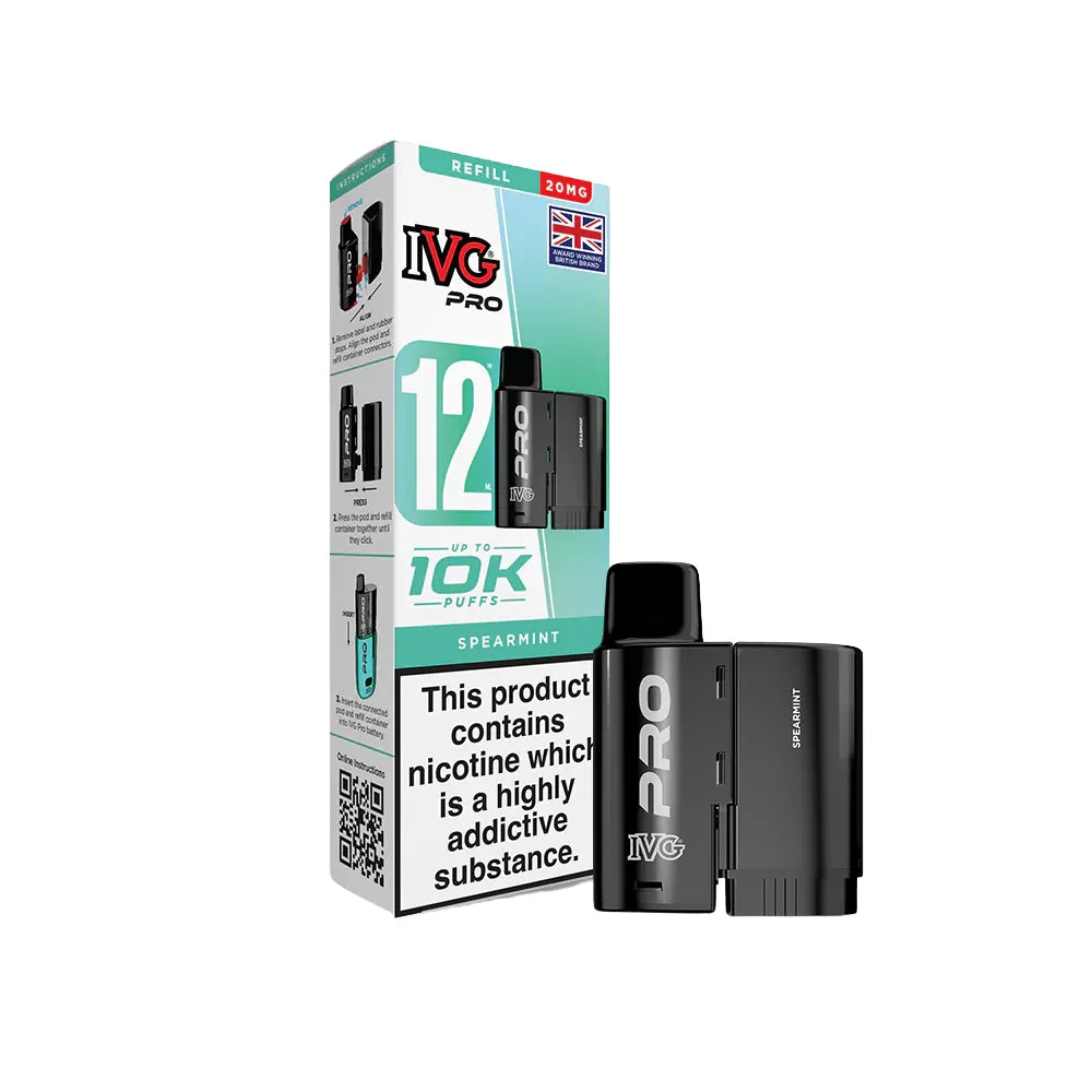 IVG Pro refill "Spearmint" and packaging on a white background