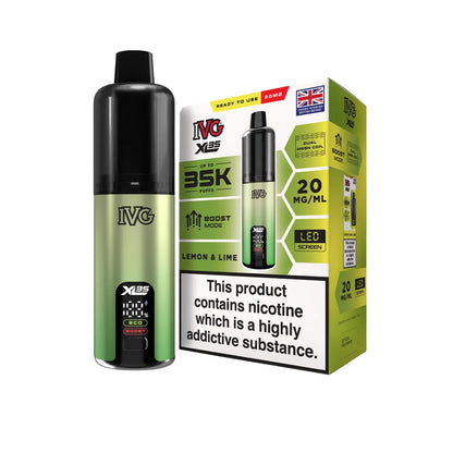 IVG vaping device and packaging on a white background