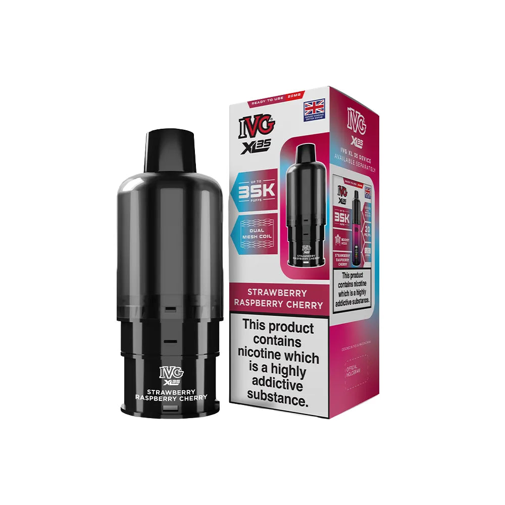 IVG XL 35k pod and packaging on a white background