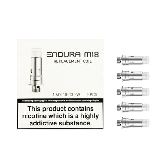 Endura M18 replacement coil packaging with five coils on a white background
