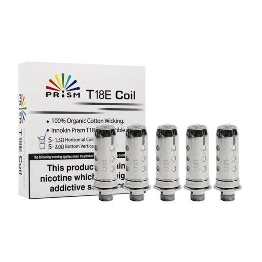 Prism T18E Coils packaging with four coils on a white background