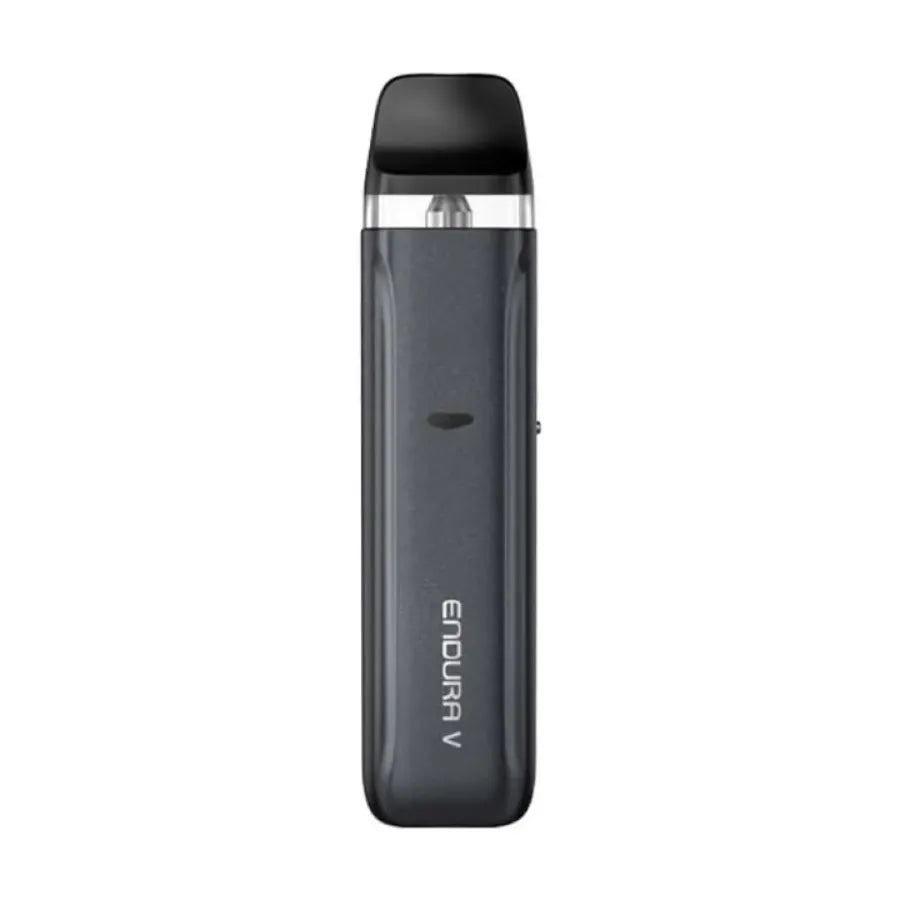 Black vape device with 'Endura V' branding on a white background