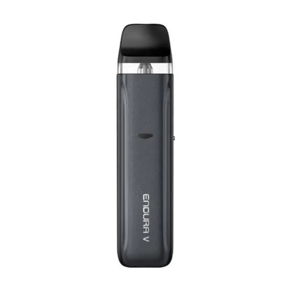 Black vape device with 'Endura V' branding on a white background