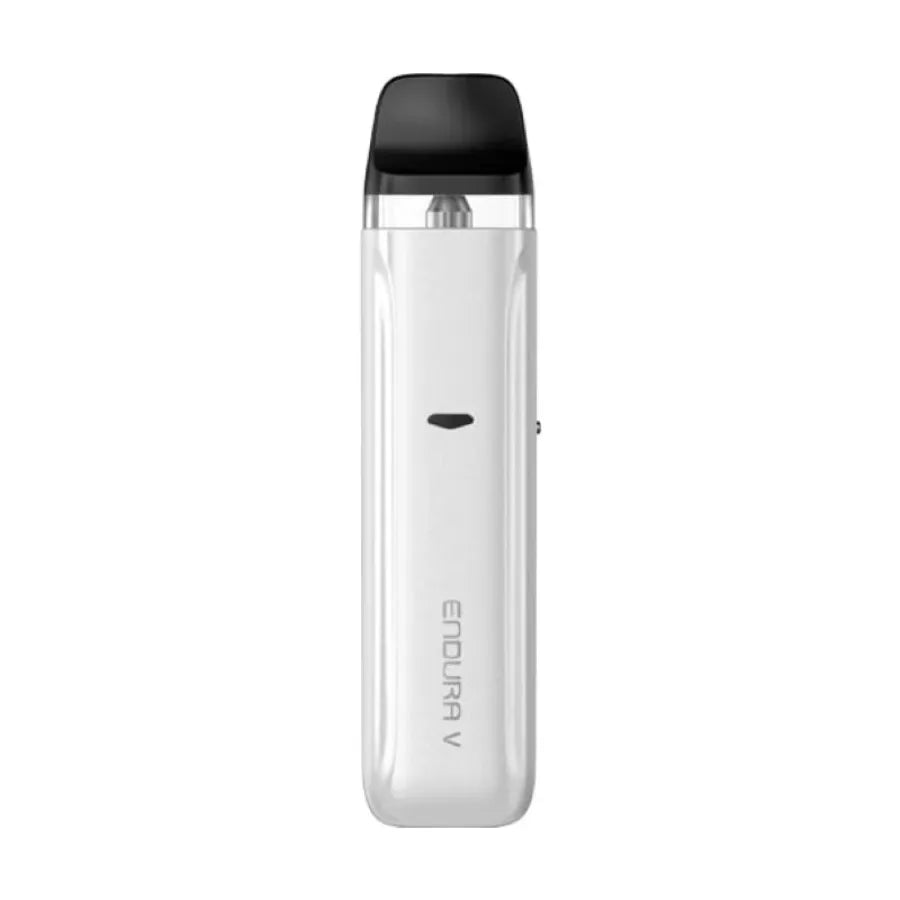 White vape device with black top on a white background