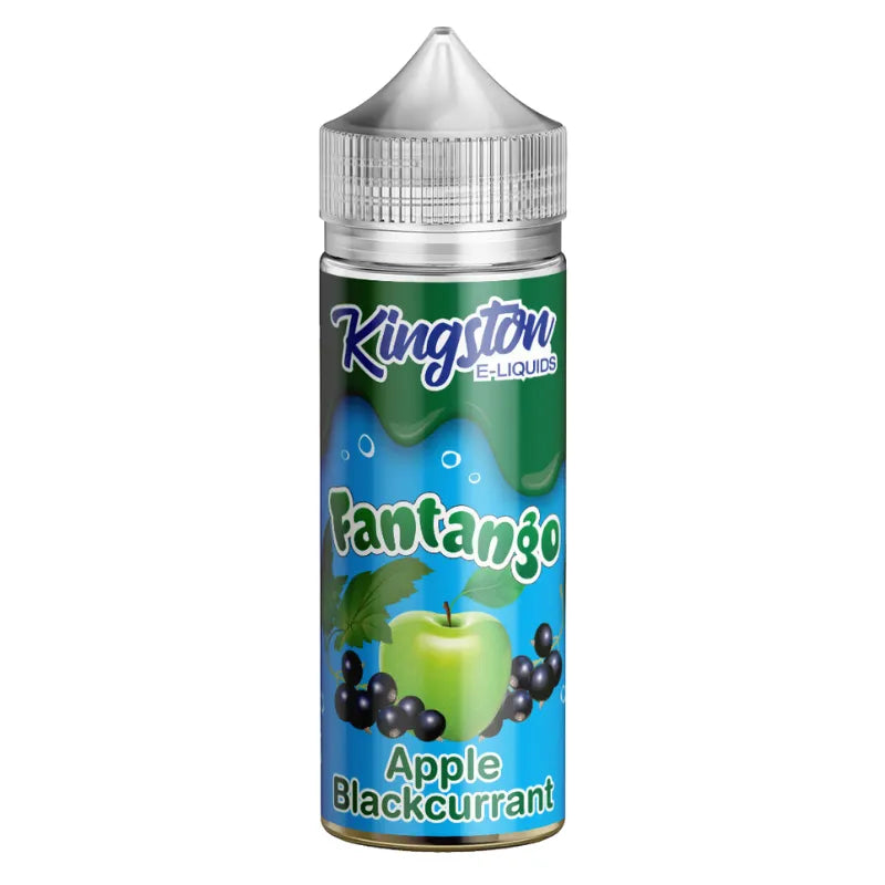 Kingston Fantango Apple Blackcurrant e-liquid bottle on a white background