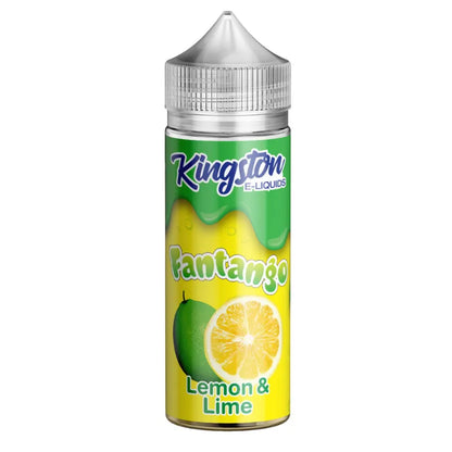 Kingston e-liquid bottle labeled 'Fantango Lemon & Lime' on a white background
