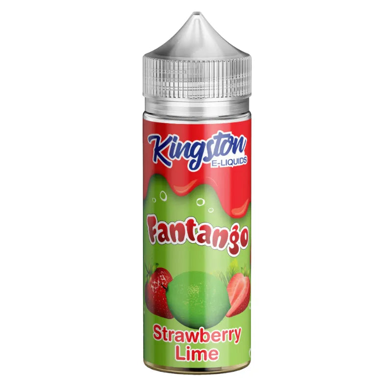 Kingston Fantango Strawberry Lime e-liquid bottle on a white background