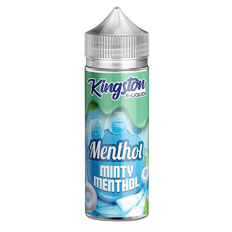Bottle of Kingston Menthol Minty Menthol e-liquid on a white background