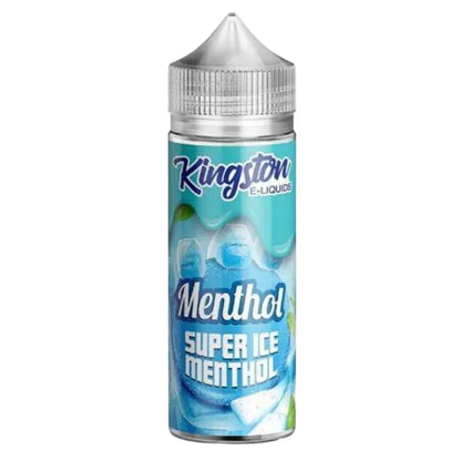 Kingston e-liquid bottle labeled 'Super Ice Menthol' on a white background
